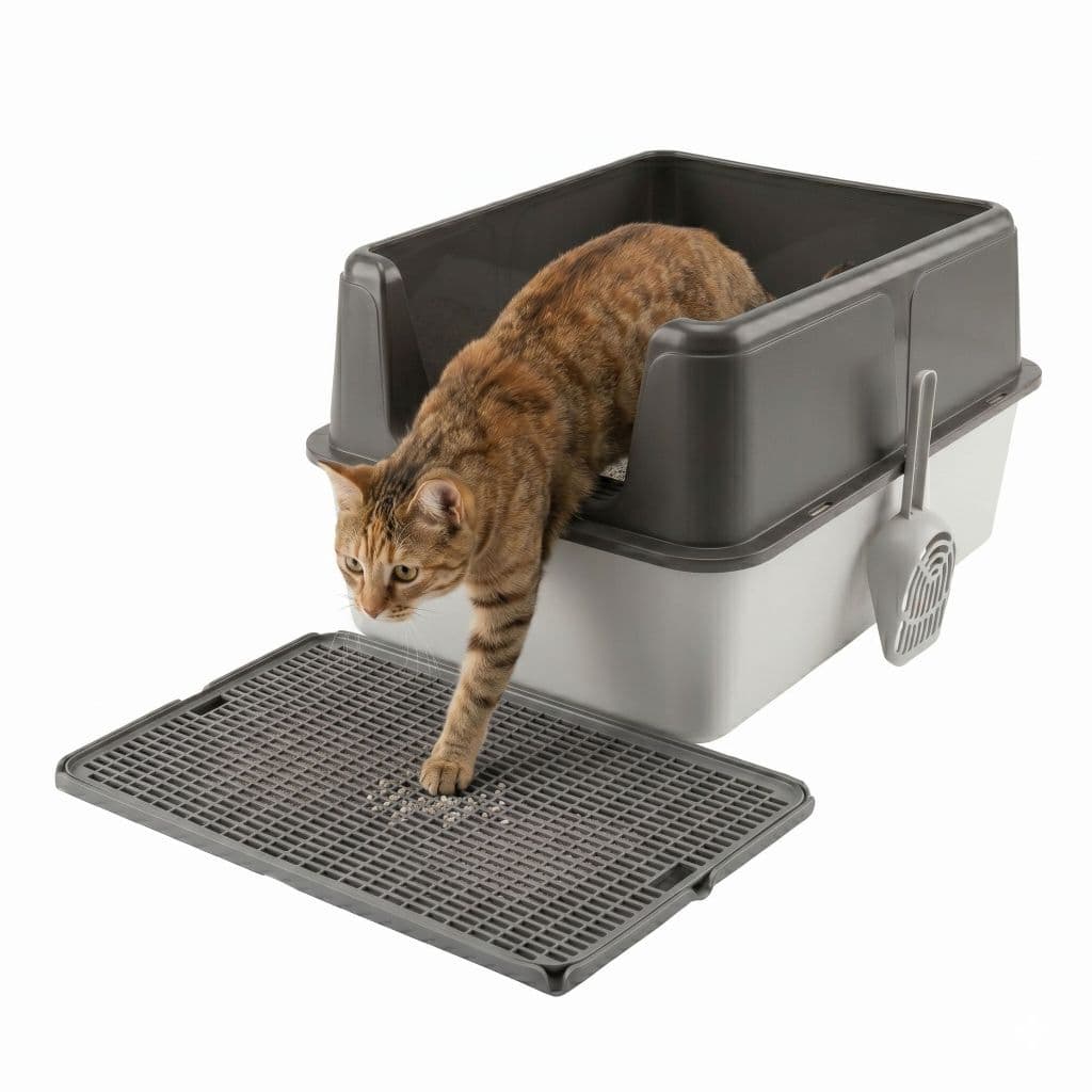 Caixa De Areia Para Gatos Grande Inox Com Pá Higiênica Tapete Coletor Antiodor Sanitária Petyc