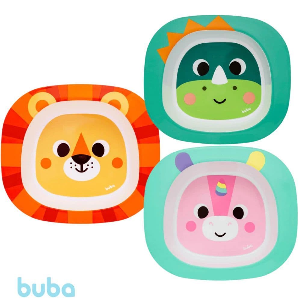 Pratinho Bowl Animal Fun Infantil Alimentação Colorido Zoo Buba