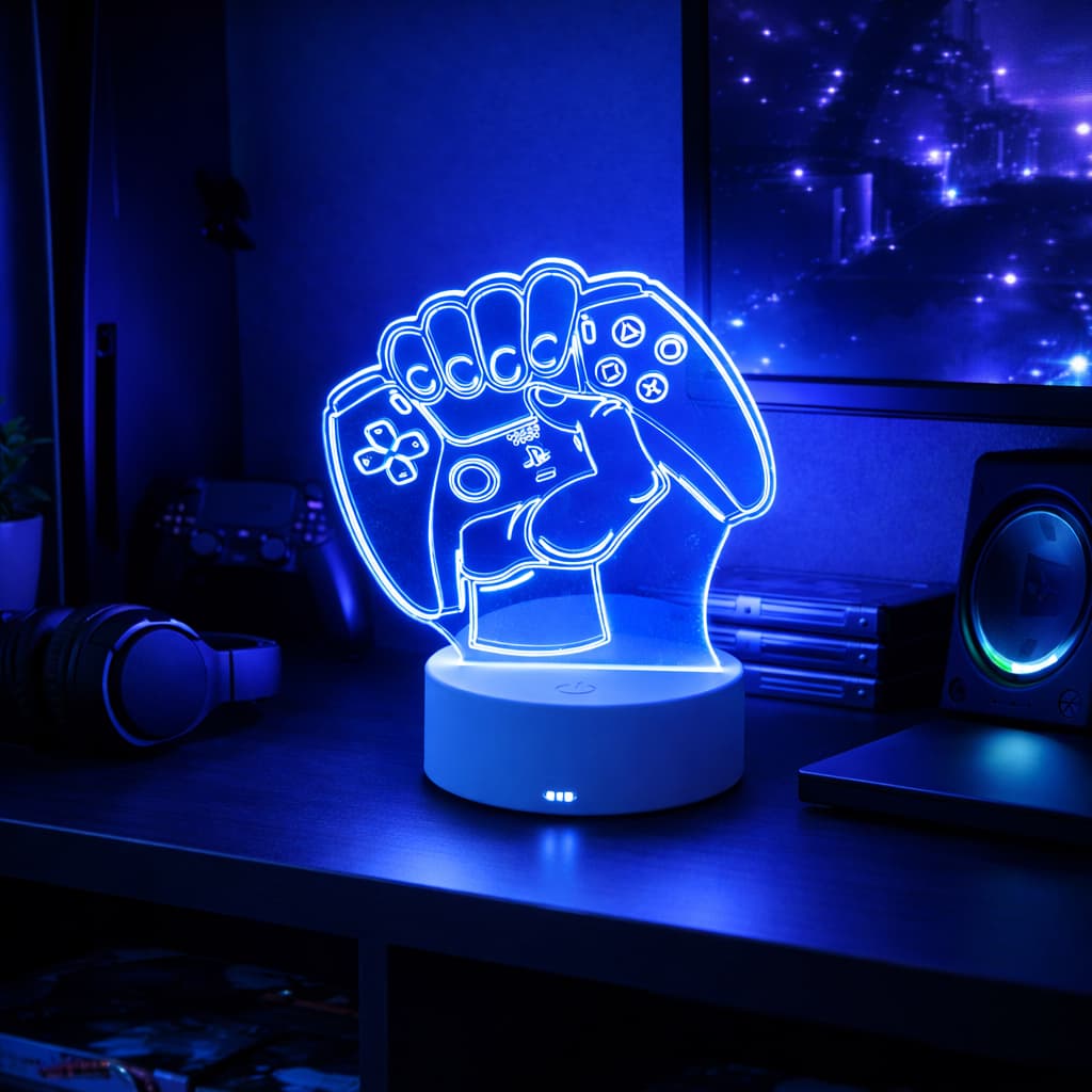 Luminaria de mesa LED RGB Playstation Dualsense Gamer Decoração Para Sala QUARTO GAMER