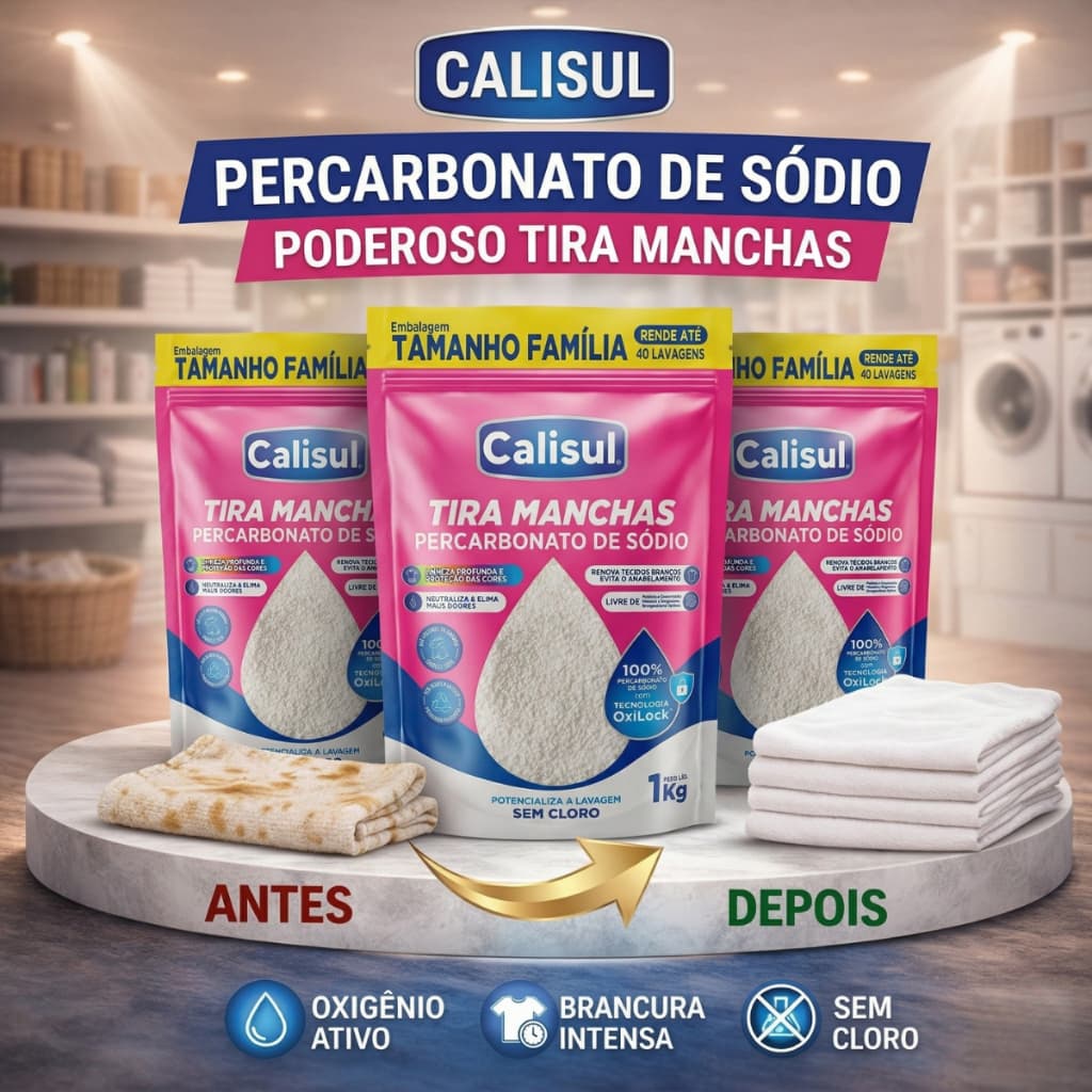 Tira Manchas Sem Cloro 1kg - Remove Manchas Difíceis Café Vinho Gordura - Pó Oxigênio Ativo Seguro