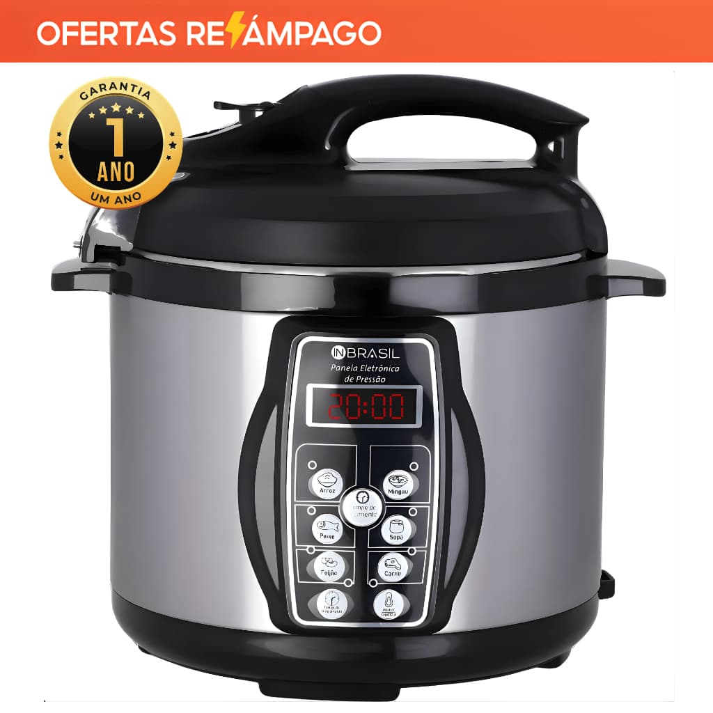 Panela De Pressão Elétrica multifuncional Inox - 4 Litros - In Brasil