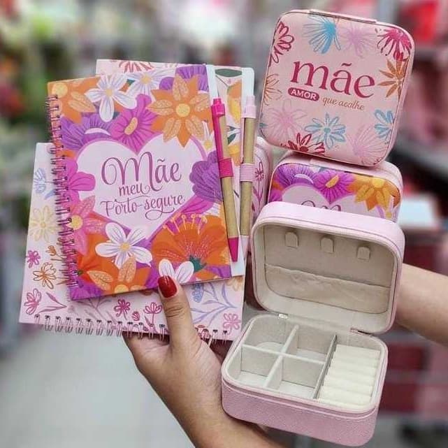 Kit Dia das mães Porta Joia + Agenda Personalizado Estampas Presente Novidade Pronta Entrega