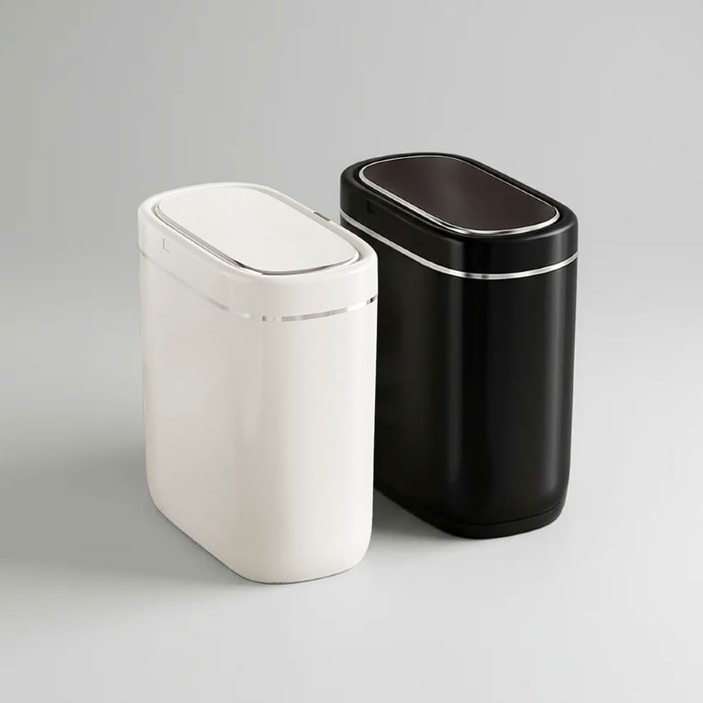 Lixeira Automática Sensor de Movimento 9 Litros Compacta Oval Retangular À Prova d`Água para Banheiro Cozinha Escritório