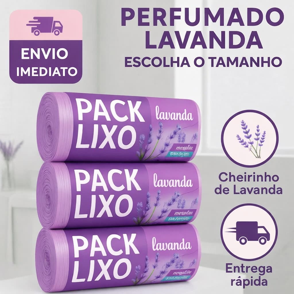 Saco de Lixo Perfumado Lavanda Neutralizador de Odor Pia e Banheiro Escolha o Tamanho - Extrusa-Pack