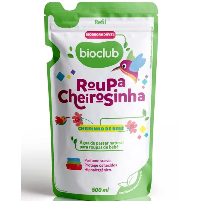 REFIL Água de Cheiro de Passar - Roupa Cheirosinha Cheirinho de Bebê Bioclub 500ml