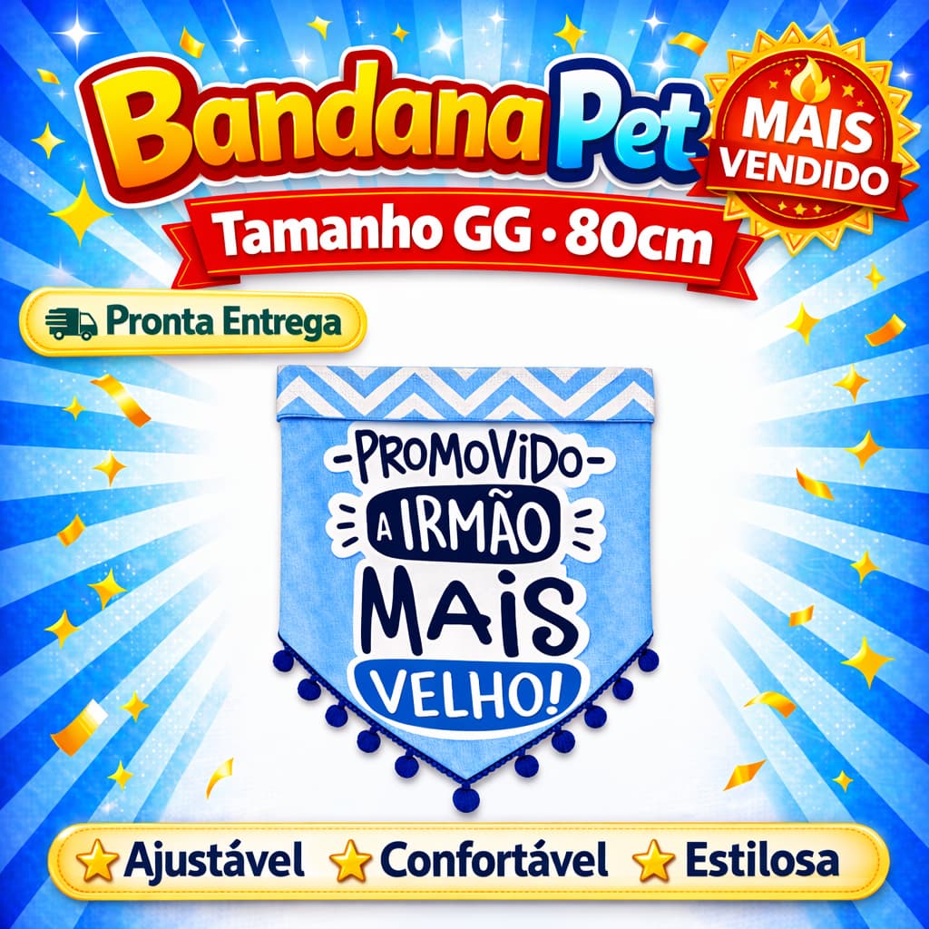 Bandana Pet Cachorro Acessórios Dupla Face Pompom Com laço Elástico Regulável Tamanho GG