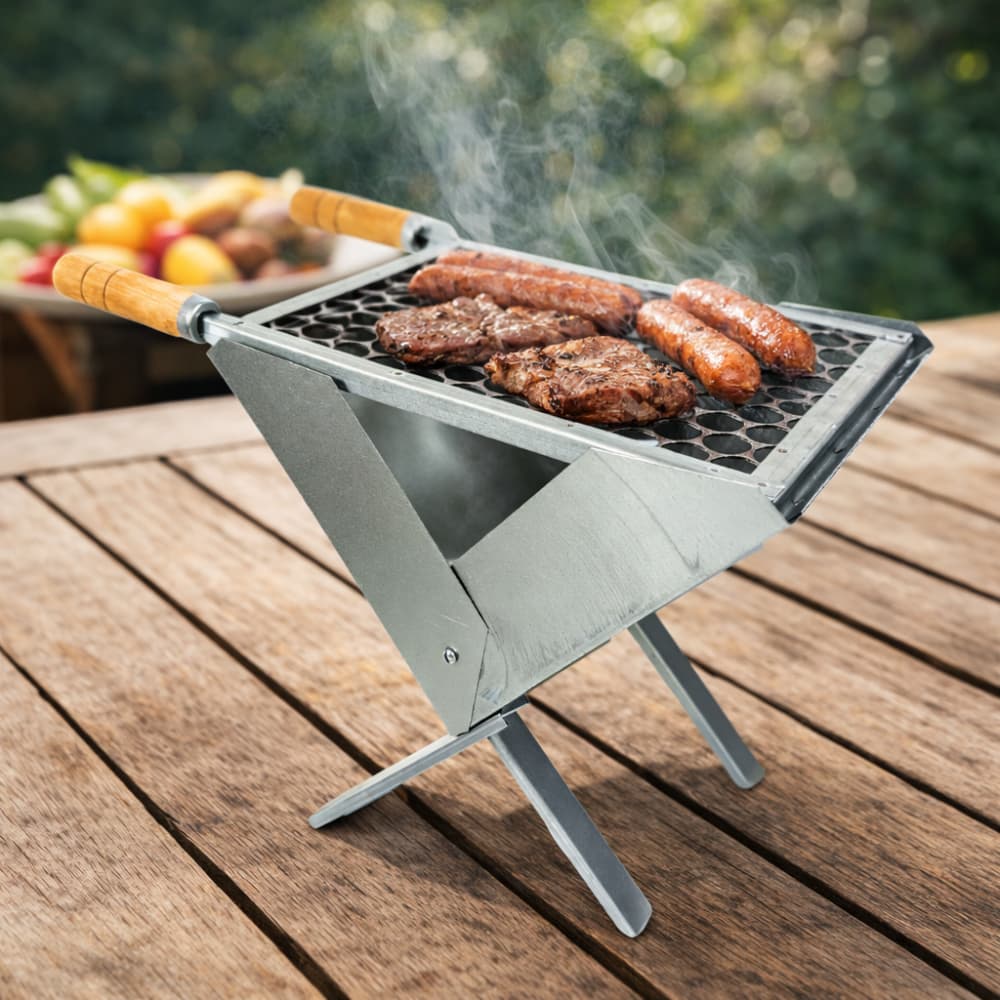Churrasqueira Dobrável Portátil Maleta A Carvão