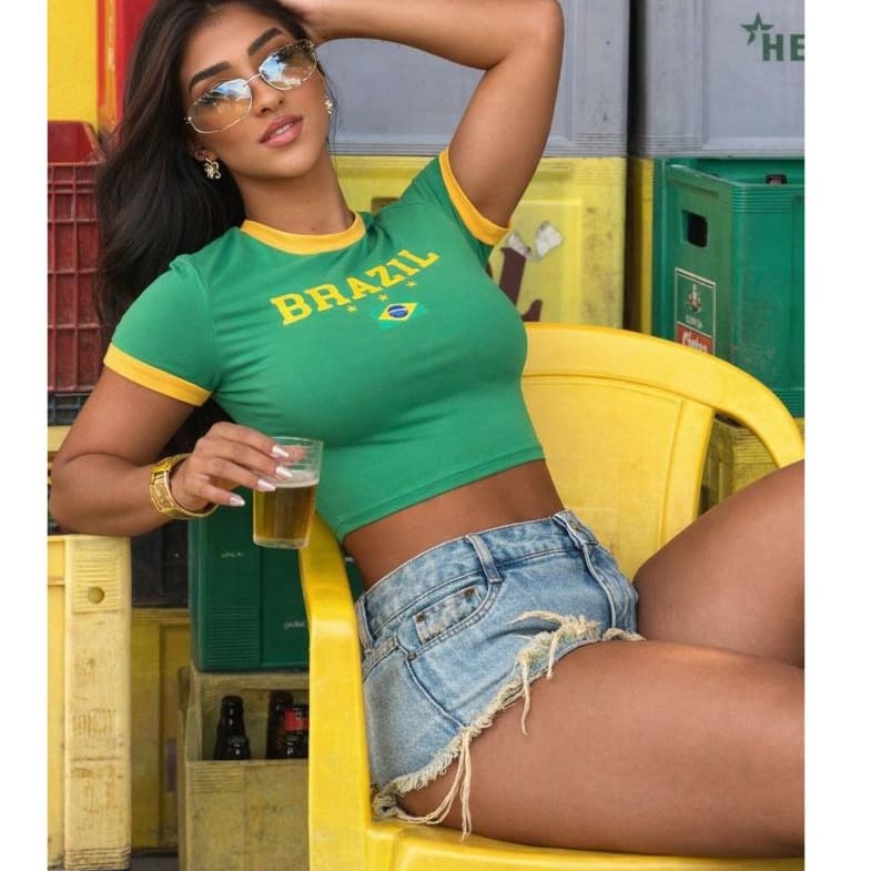 Blusinha da Copa 2026 - Blusa Brasil Ribana Cropped Seleção Tendência