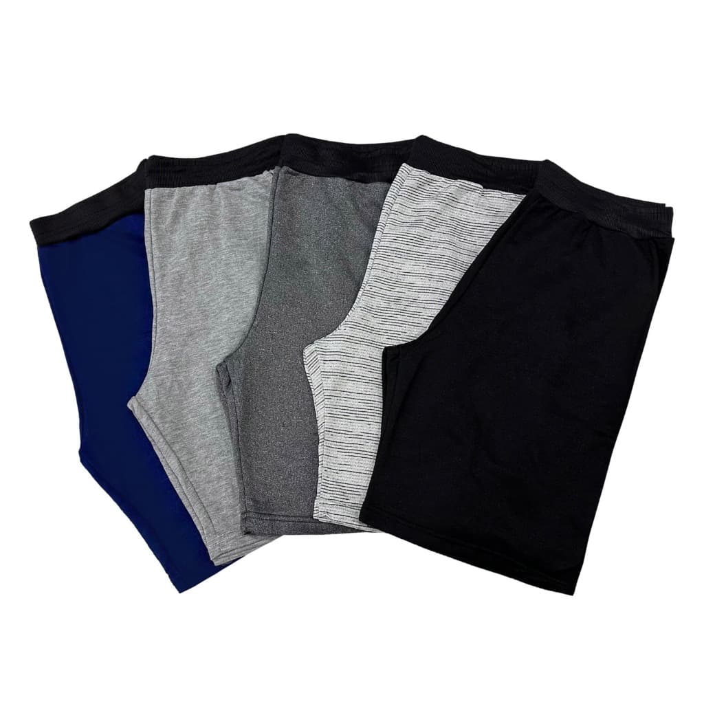 Kit 5 Bermudas Masculinas Moletom Lisas e Listradas Treino Academia Sem Cordão