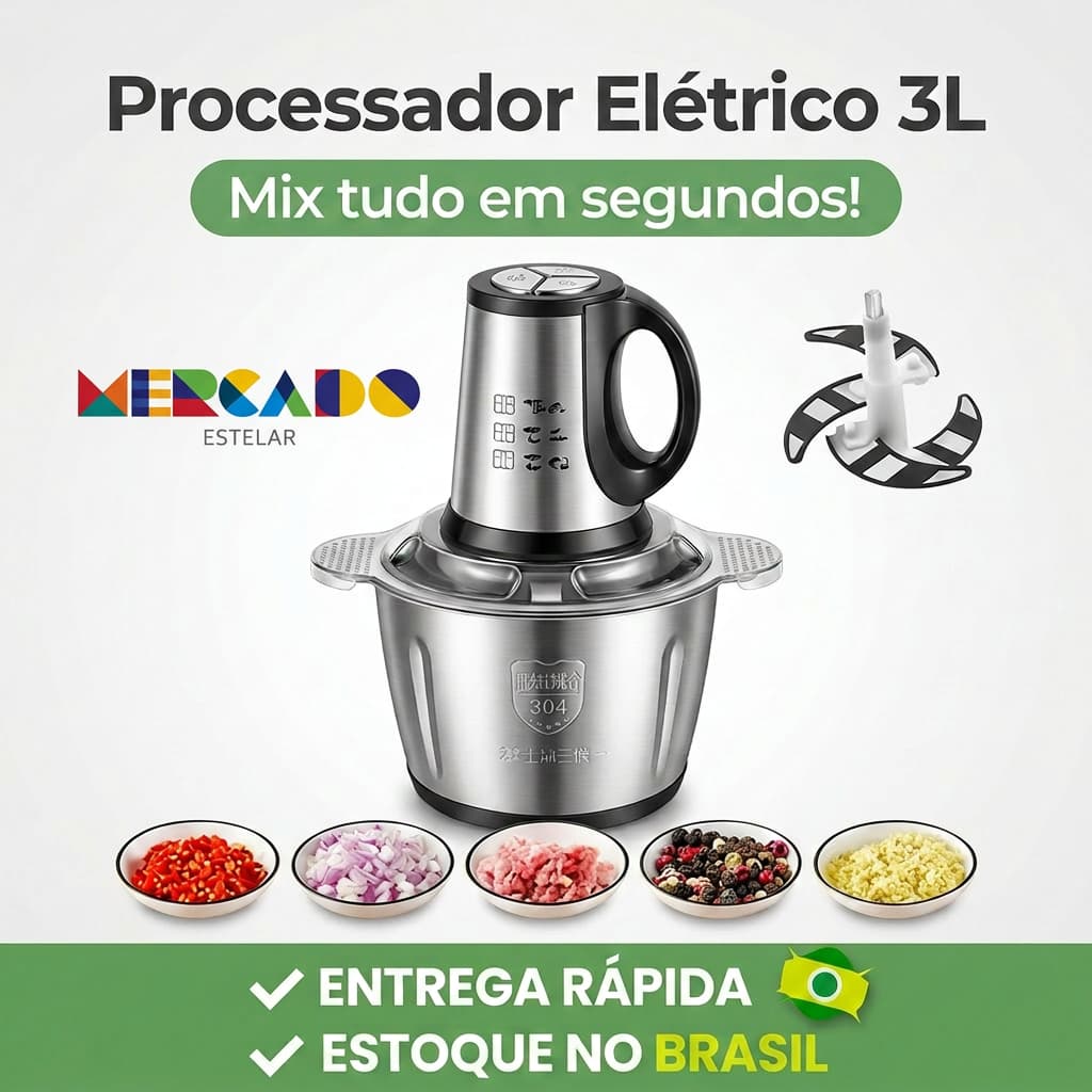 3L Picador De Alimentos Moedor De Carne Mixer Elétrica Processador Cozinha Casa Alho - 110v-220v
