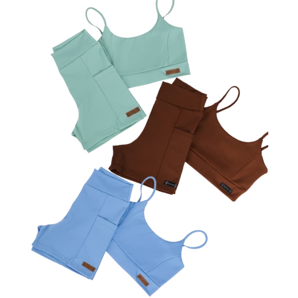 Conjunto Academia Poliamida shorts Bermuda FemInino Bolso  Academia Short E Top Duplo Zero transparência