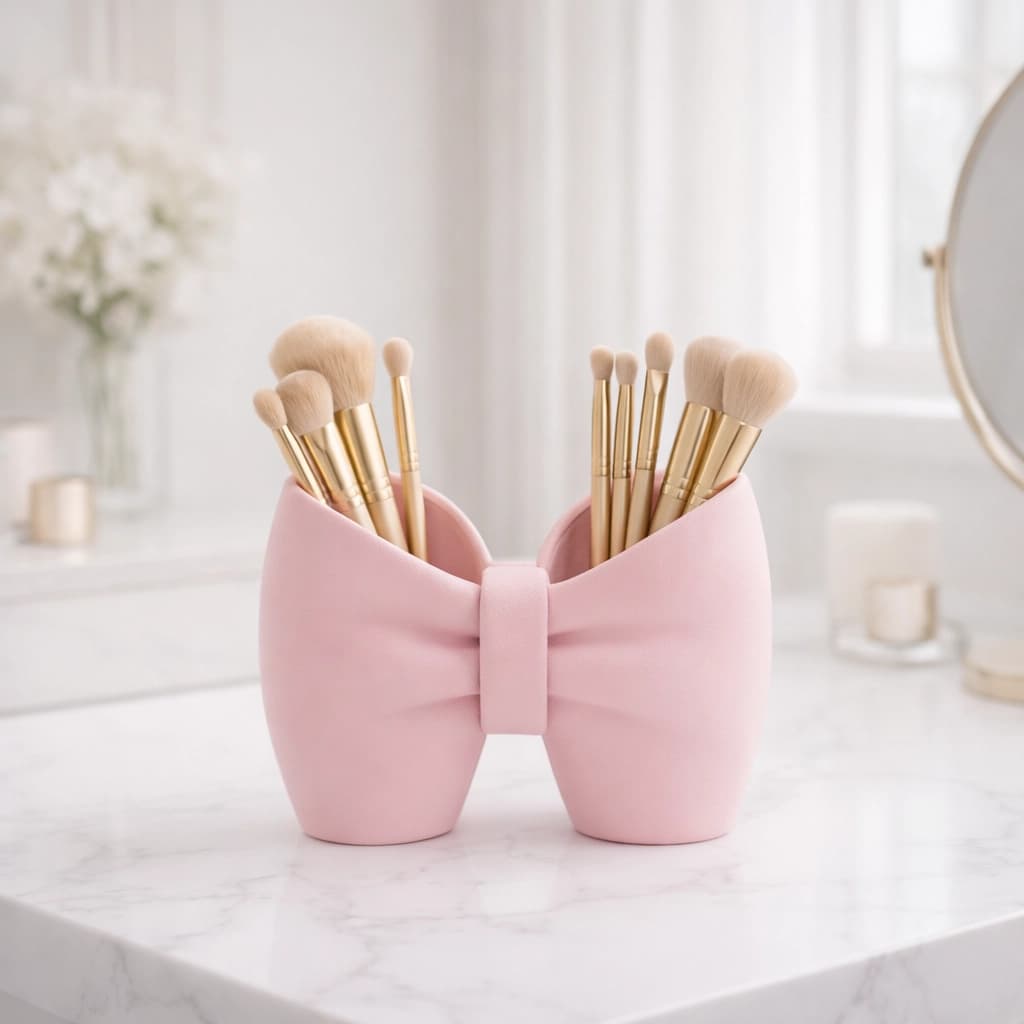 Organizador porta pincéis de maquiagem, canetas multiuso com laço