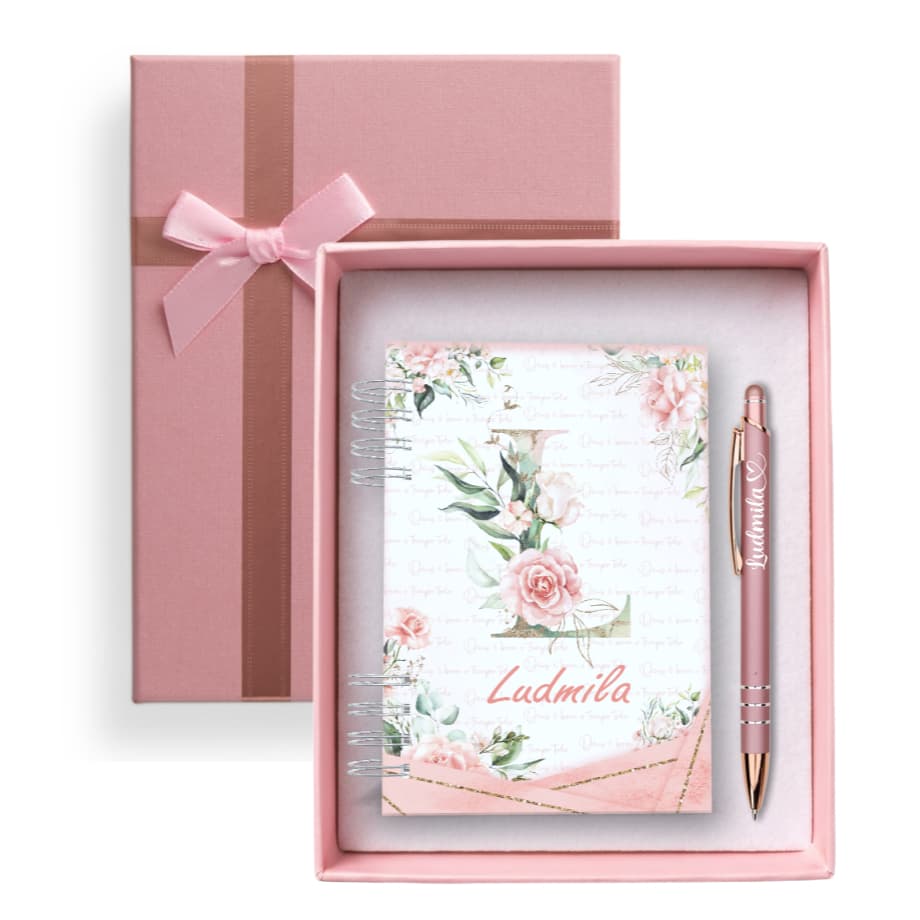 Kit Presente Caderneta Personalizada + Caneta com Nome + Caixa Elegante – Presente Brinde Agenda