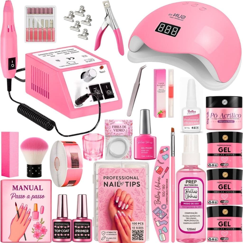 Kit De Unha Gel Completo Fibra Kit Alongamento Gel - Envio Imediato