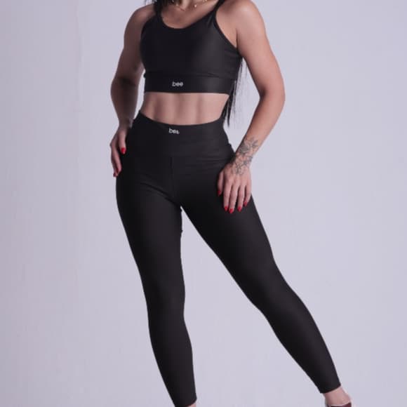 Conjunto Fitness Legging Calça Roupa Para Academia Treinar Bojo Cós Alto Feminino