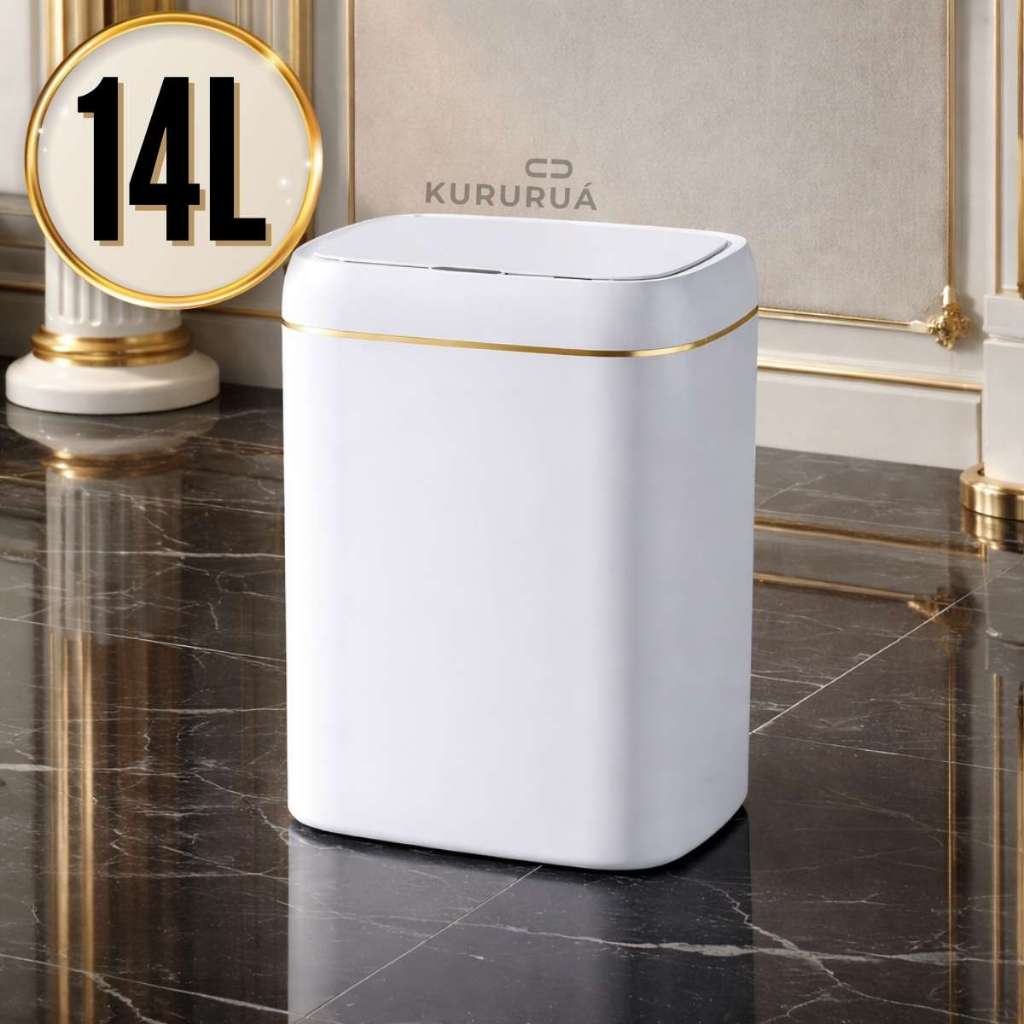 Kit Lixeira Pedal ou Sensor e mais Escova de Inox Redonda Banheiro Cozinha Cesto de Lixo Moderno Luxo Premium