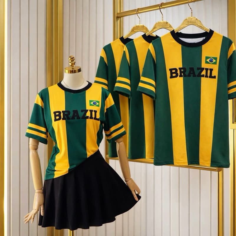 Blusa Brasil Verde e Amarela Feminina Sued Premium 🇧🇷 Veste 36 ao 44 Tendência Copa