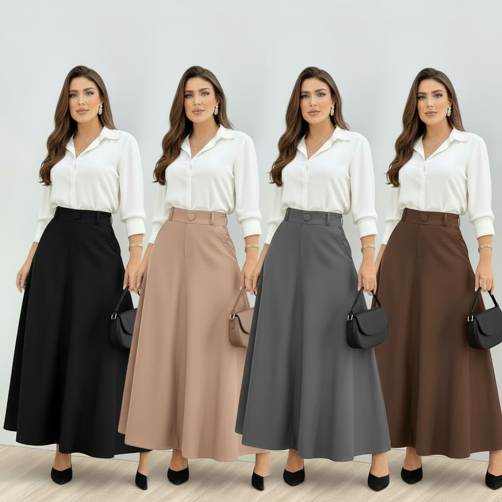 Saia Longa Feminina Alfaiataria com Bolso Cintura Alta  Moda Evangélica