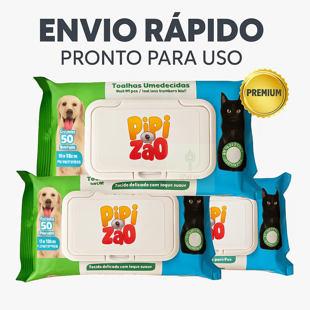 Kit Lenço Umedecido Pipizão Para Pet Cães e Gatos Toalhas Suaves Lenços Sem Álcool Anti-Odor Deoplex