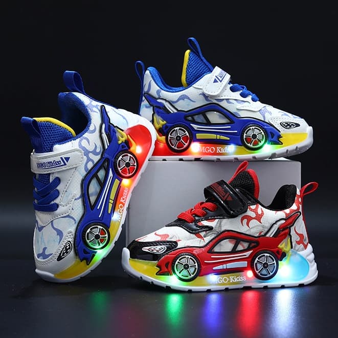 2025 Novo Estilo tênis infantis meninos estudantes casuais sapatos de placa alta meninas sapatos de bebê LED sapatos