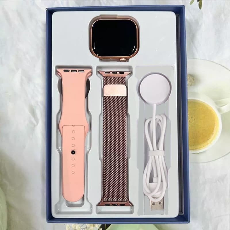 Novo relógio inteligente 38MM/45MM monitoramento de freqüência cardíaca calculadora de carregamento sem fio senhoras Kit