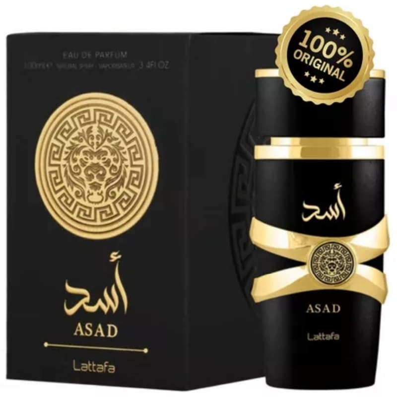 Perfume Árabe Asad Lattafa Preto Masculino Intenso e Oriental 100ml