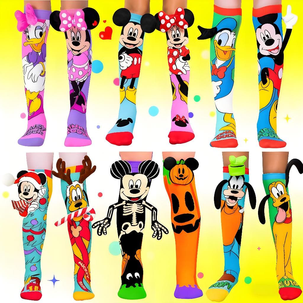 Meia 3D Cano Alto Volta às Aulas - Meia Patty Algodão Premium Personagens Divertida para Crianças