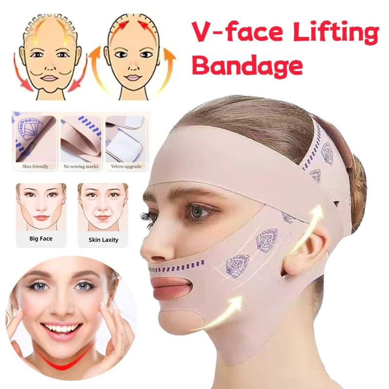 Faixa Modeladora Facial Levantamento Físico 360° - Reduz Queixo Duplo, Rugas e Define Rosto V - Dia/Noite