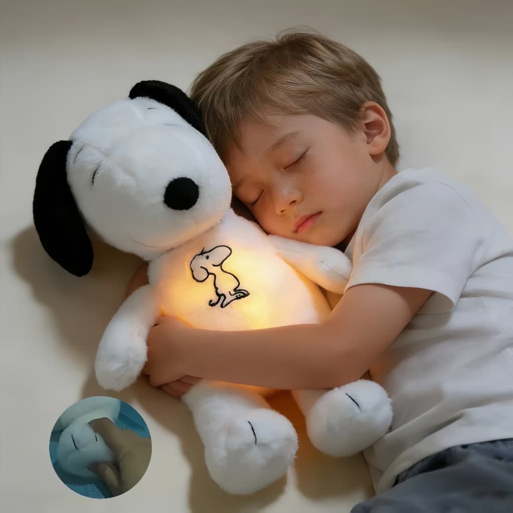 30cm Snoopy  De Pelúcia Que Respira Com Luzes Musicais Presente de Aniversário Crianças