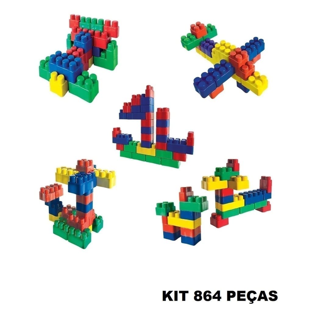 Mini Kit Blocos De Montar 864 Peças Brinquedo Infantil