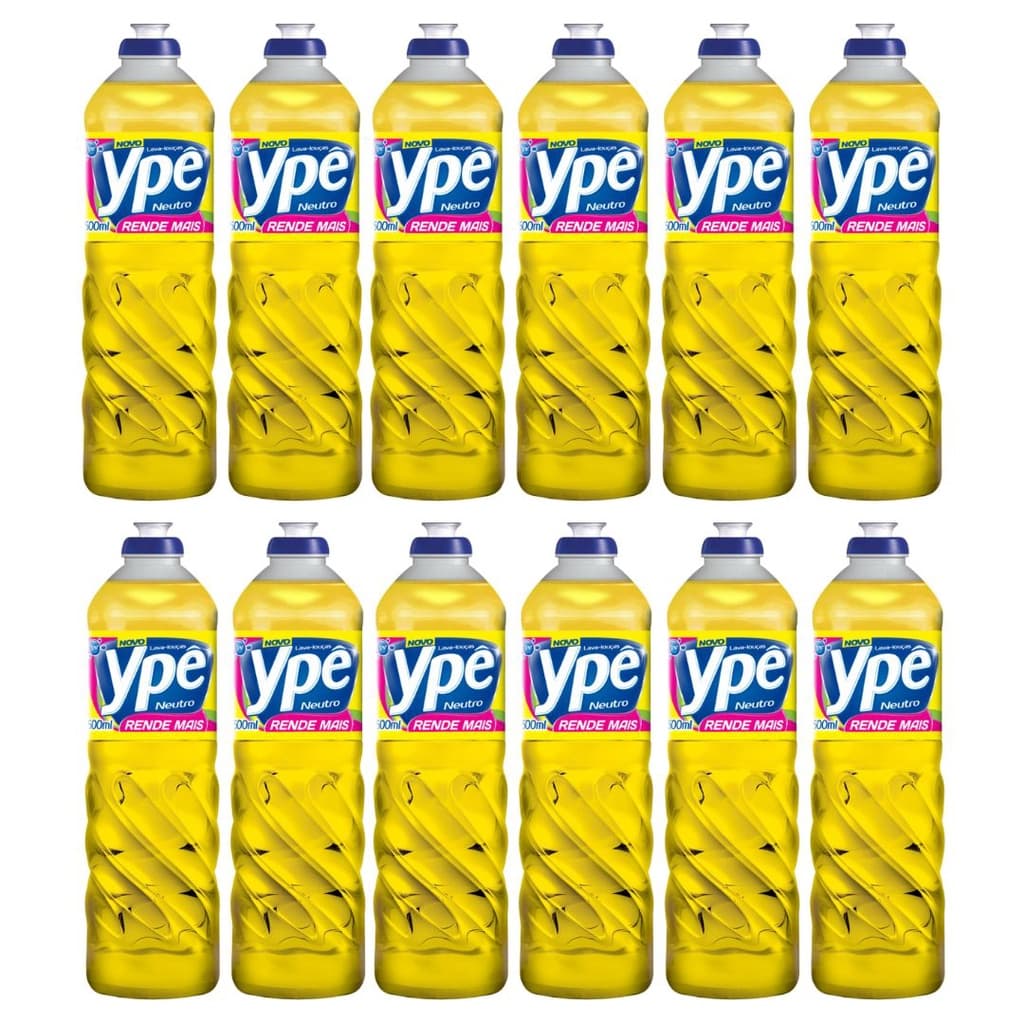 Detergente Líquido Ypê - Kit com 12 frascos de 500ml.