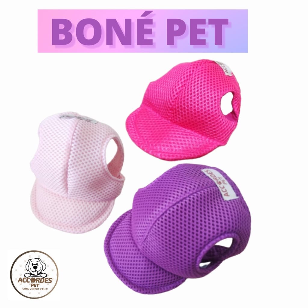 Boné pet/Viseira Pet - Boné Cachorro/Gato Pink/Lilás/Rosa Bebê