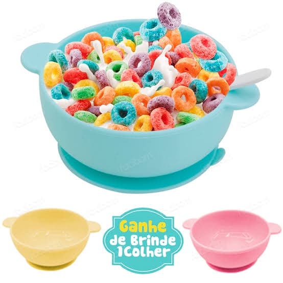 Tigela Infantil Com Ventosa Silicone Antiderrapante Unyhome Silicone Grátis Uma Colher