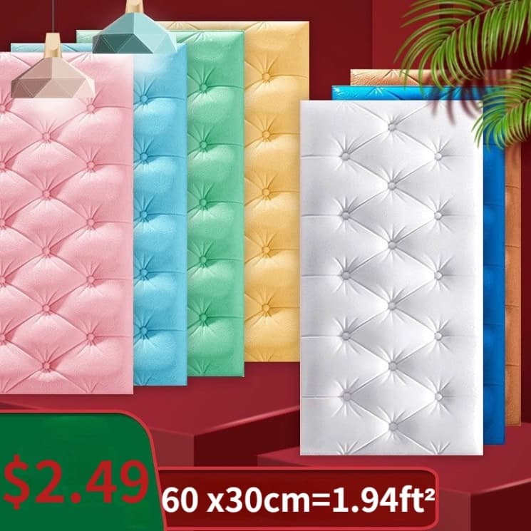 Cabeceira Estofada Auto-Adesiva Espessada  Adesivo De Parede Tatami Para Quarto De Crianças Decorações De Em PVC Impermeável