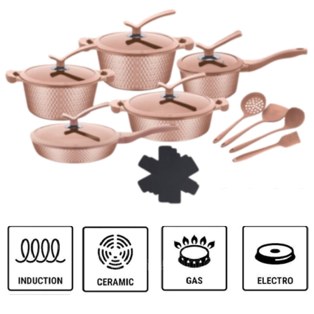Jogo de Panelas Indução Gás Conjunto de Panelas Revestido em Cerâmica Aluminio Antiaderente Frigideira Caçarola