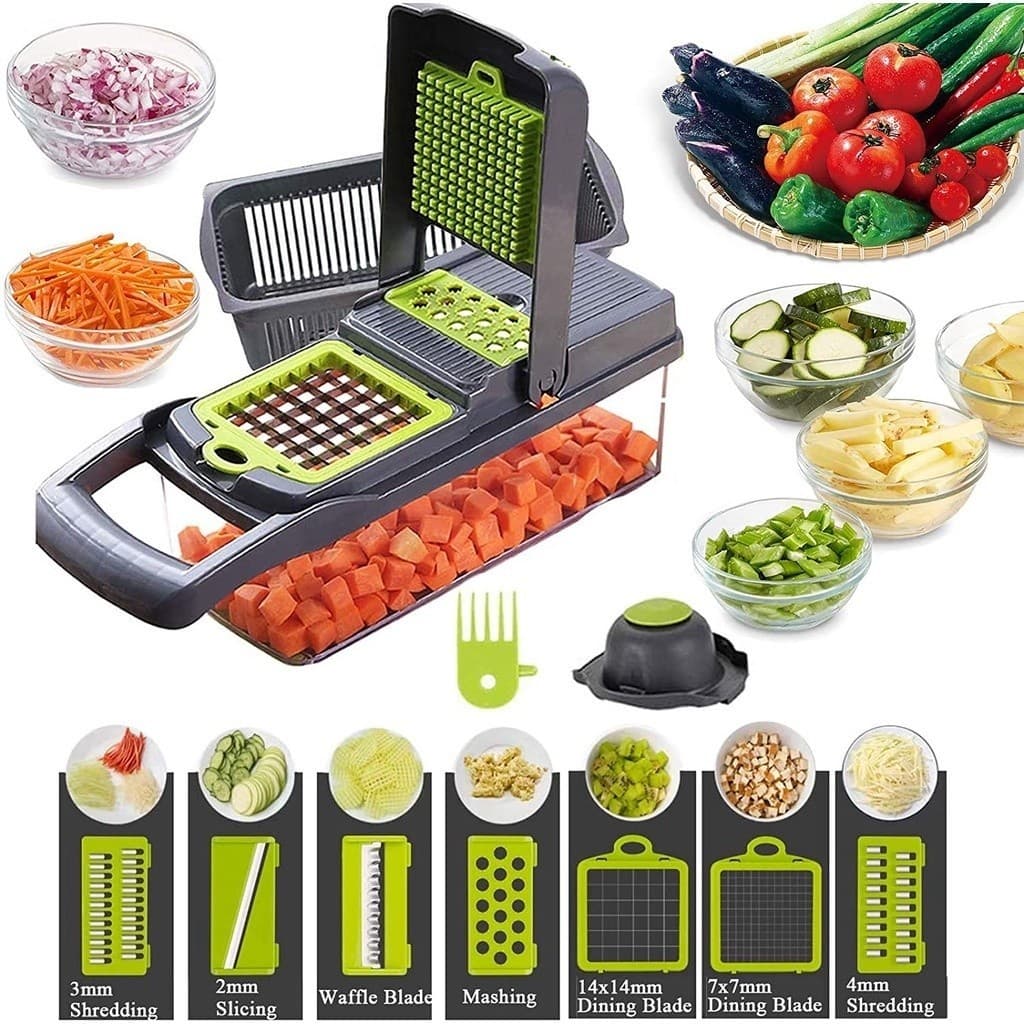 Haosin Profissional Multiuso Cozinha Slicer Aço Inox 15 em 1 Cortador Fatiador Ralador Manual De Legumes Verduras Frutas