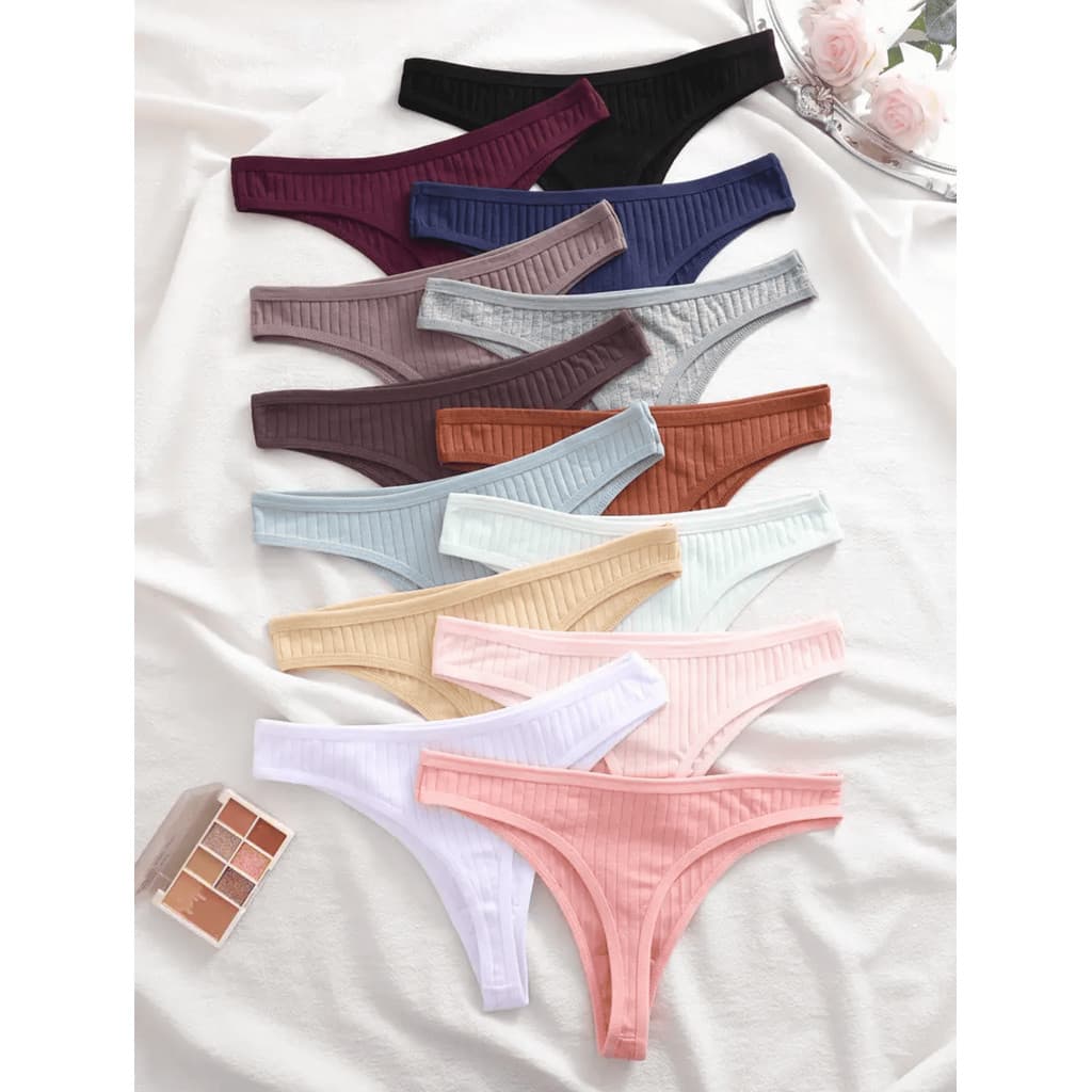 Kit de Calcinha Fio Dental Feminina Canelado Forro de Algodão