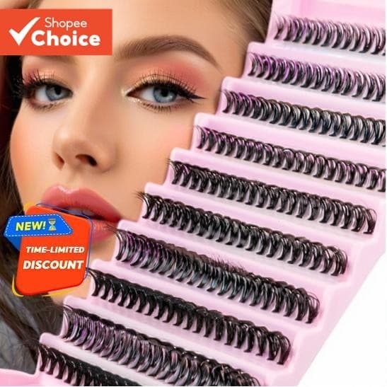 Extensões De Cílios Fofas D Curl , 200 Peças 8-16 Mm DIY Tufos Aparência Natural