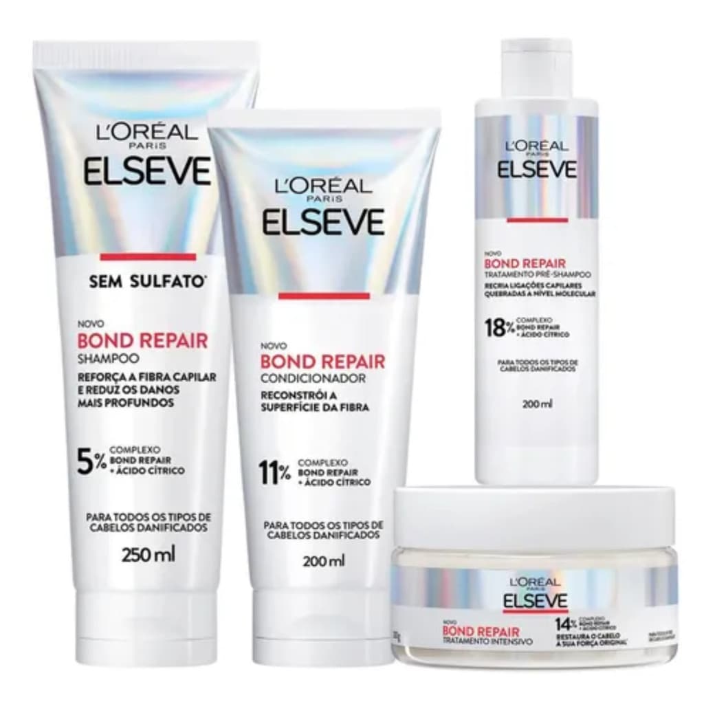 Kit L’Oréal Paris Bond Repair Hidratação e Reconstrução capilar - Cabelos Danificados e Quebradiços