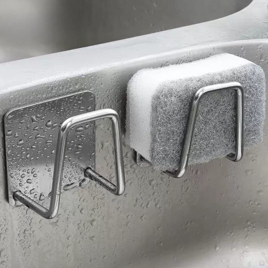 Kit 2 Aço inoxidável Suporte Porta Esponja para bucha de pia Prateleira de cozinha