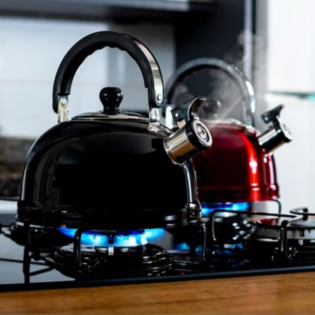Chaleira Inox Com Apito e Alça  Esquenta sua Água Quente Para Fazer Café Chá 2 Litros