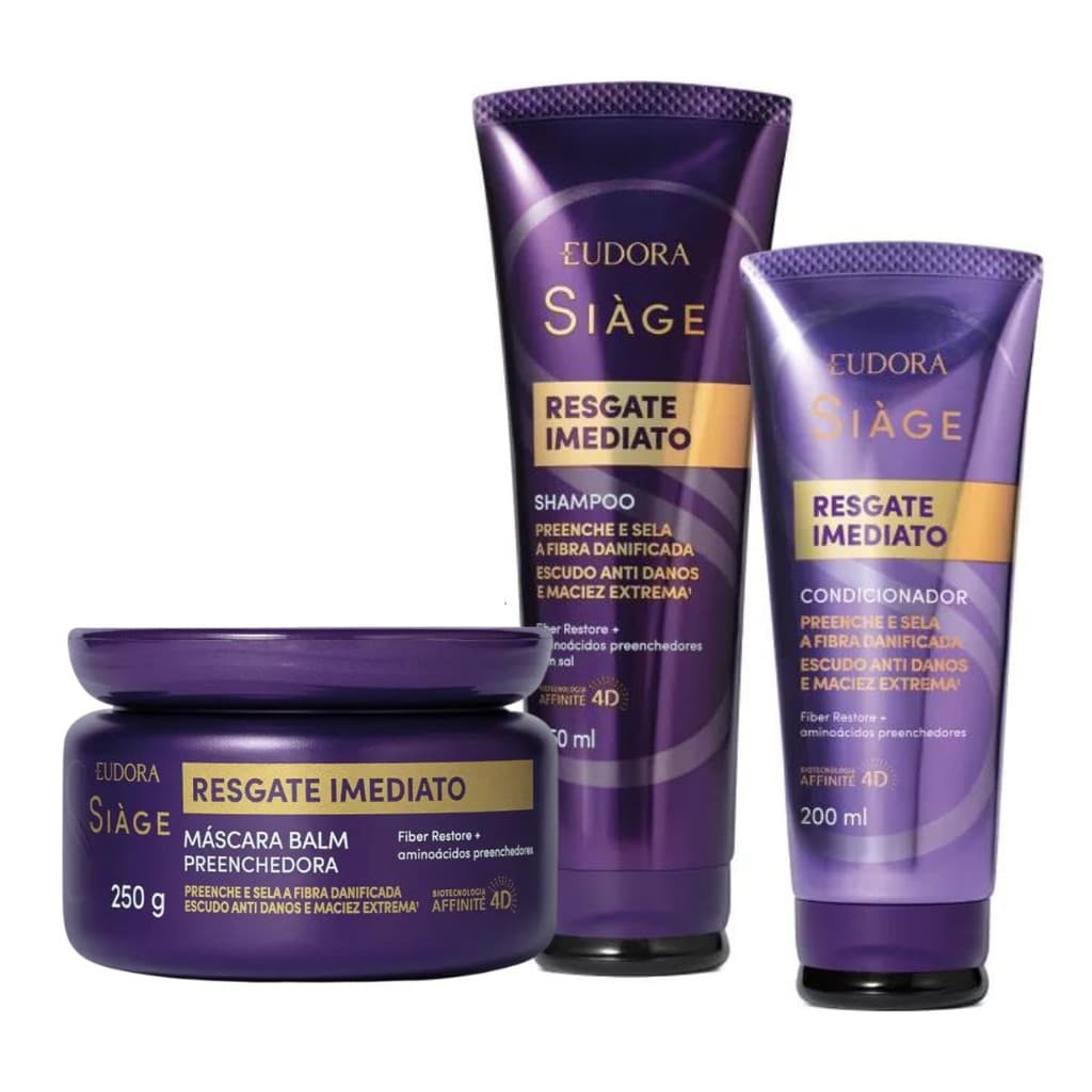 Combo Eudora Siàge Resgate Imediato Shampoo Condicionador e Mascara