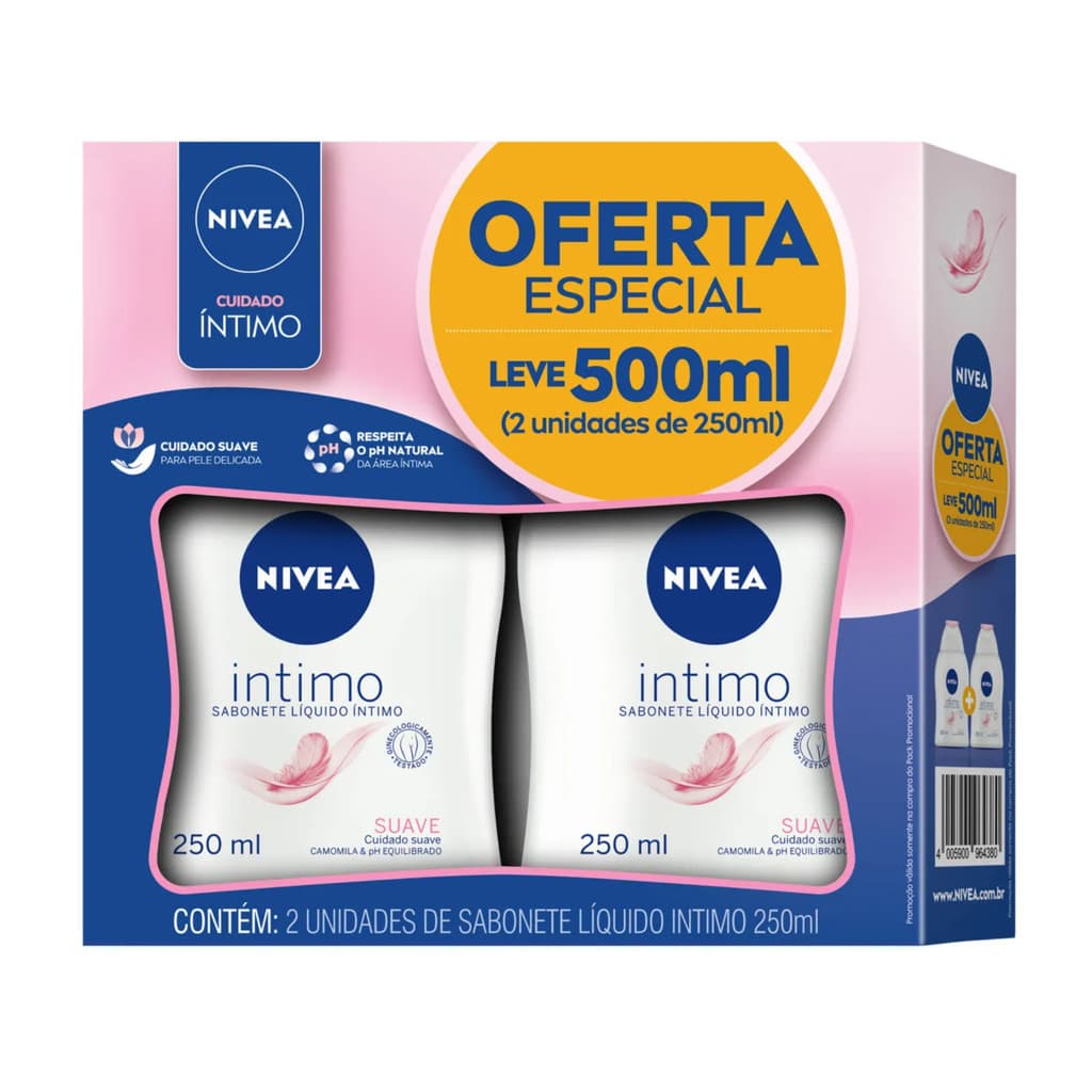 KIT NIVEA Sabonete Líquido Intimo Suave 250ml - 2 Unidades