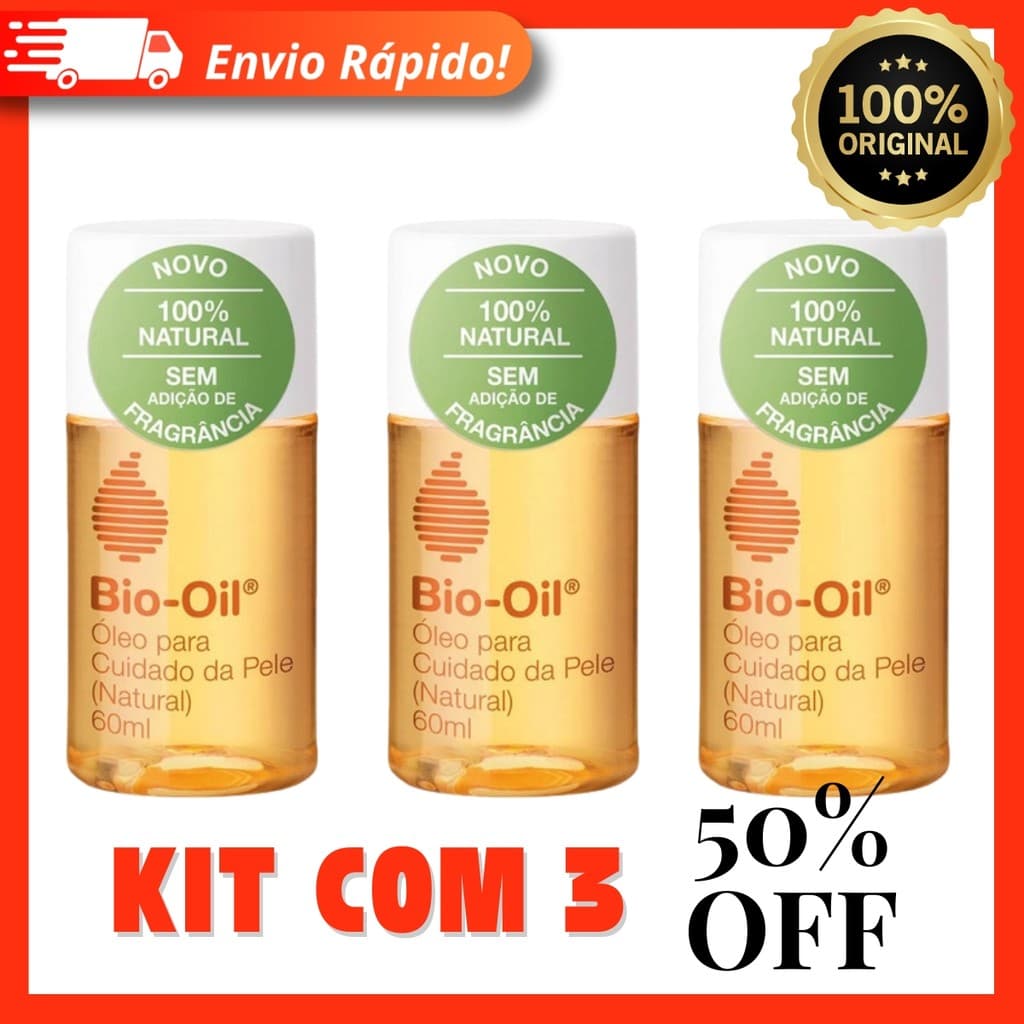Bio-Oil Óleo Corporal Natural - 60ml 100% Original - Kit com 3 Unidades Bio Oil