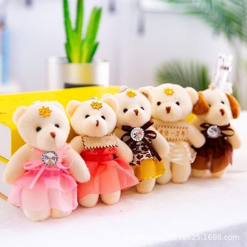 Kit 12 Mini Ursinhos de Pelúcia Urso com saia Durável/Boneca Bonita