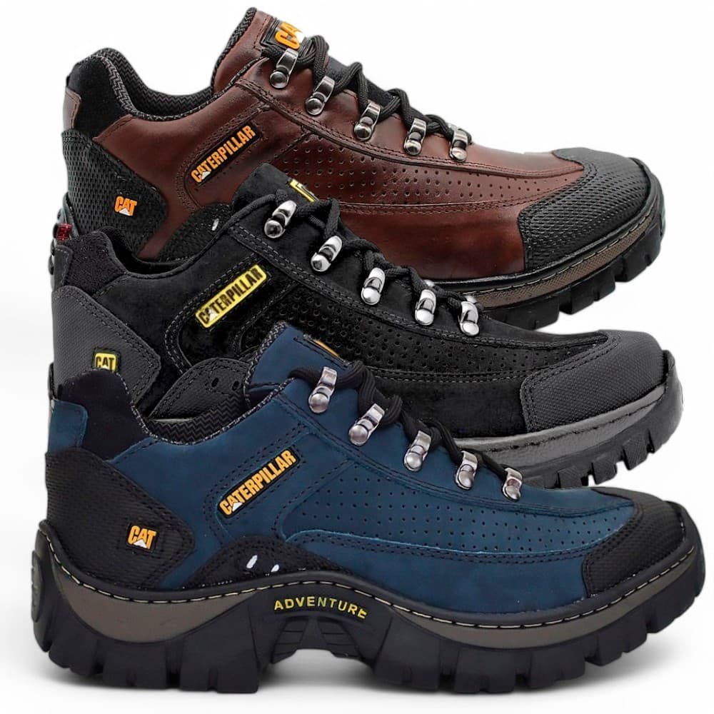 Bota Tênis Caterpillar em Couro Legitimo Original Adventure Conforto Palmilha em Gel