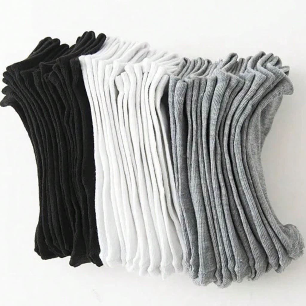 Kit 12 Pares de Meias Algodão Cano Médio Unissex - Cores Variados