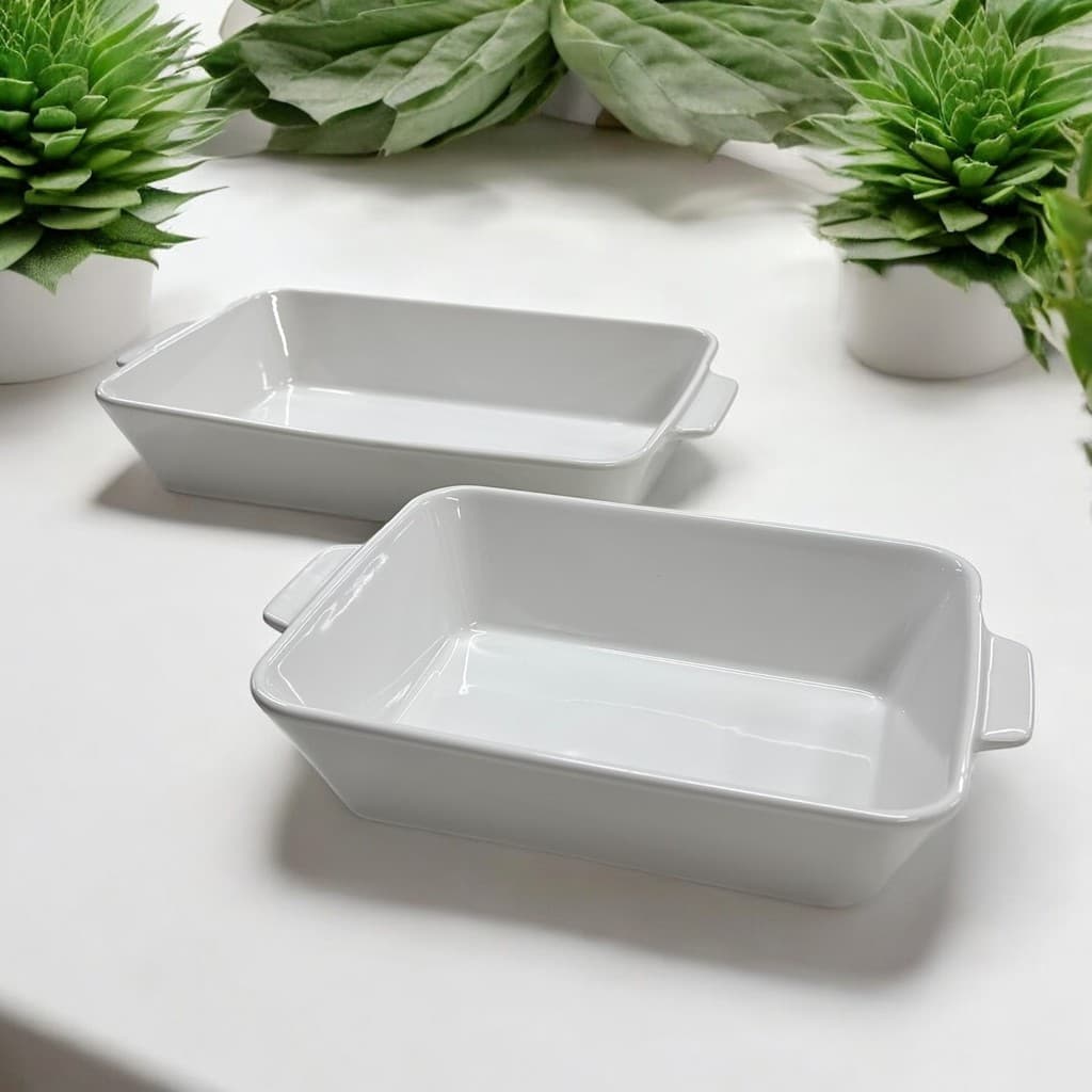 Refratário de Porcelana Branco 24/28/30cm Com Alça - Lyor / Travessa / Assadeira / Cozinha / Servir