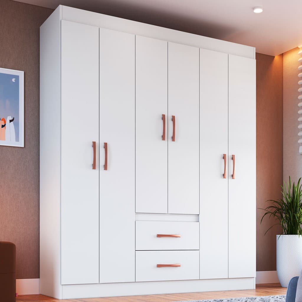 Guarda-Roupa de Solteiro Montevideu 6 Portas 2 Gavetas
