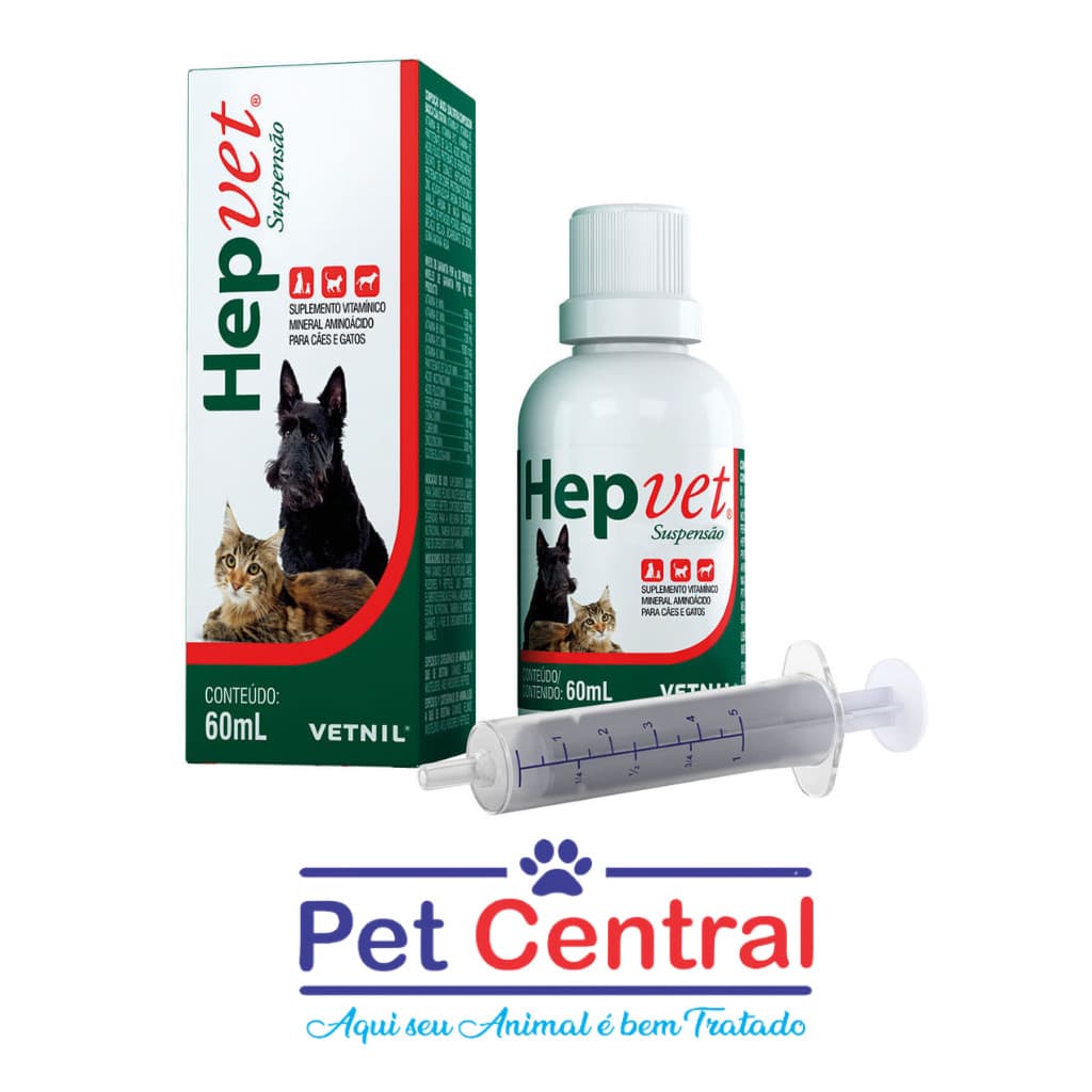 Hepvet Suspensão 60ml Suplemento para Cães e Gatos Vetnil